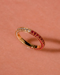 Bespoke Yellow Gold Triple Eternity Ring with Rubies and Diamonds
