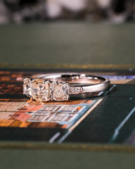 Bespoke Triology Platinum Ring with Old Cut Diamond